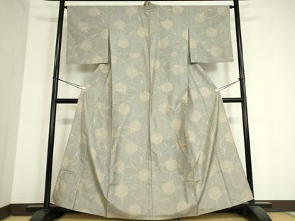 平和屋着物▽本場大島紬 白大島 単衣 雪輪重ね唐草文 正絹 逸品 DAAV5071az
