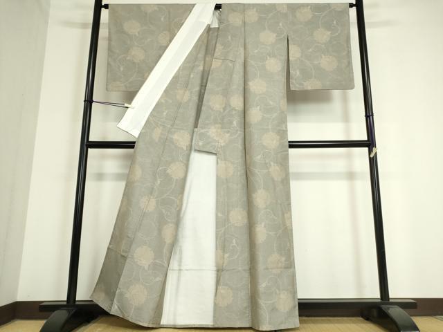 平和屋着物▽本場大島紬 白大島 単衣 雪輪重ね唐草文 正絹 逸品 DAAV5071az