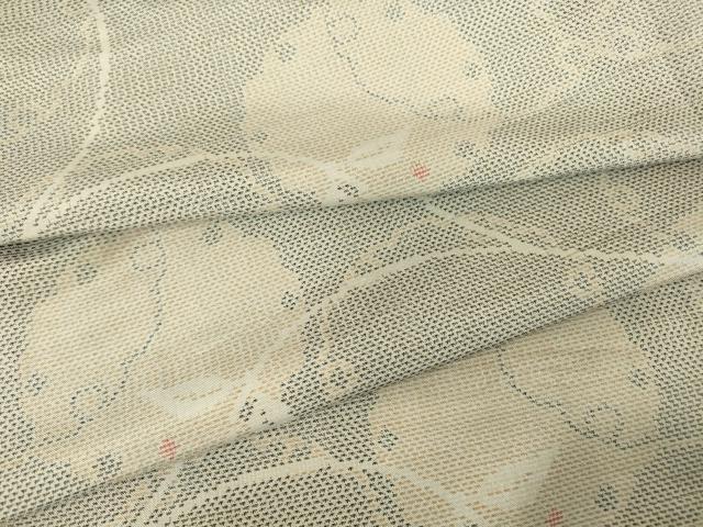 平和屋着物▽本場大島紬 白大島 単衣 雪輪重ね唐草文 正絹 逸品 DAAV5071az