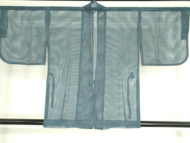 平和屋着物▽道中着 スリーシーズン 春夏秋 塵除け 変わり市松文 紺鼠色 正絹 逸品 DAAV5073az