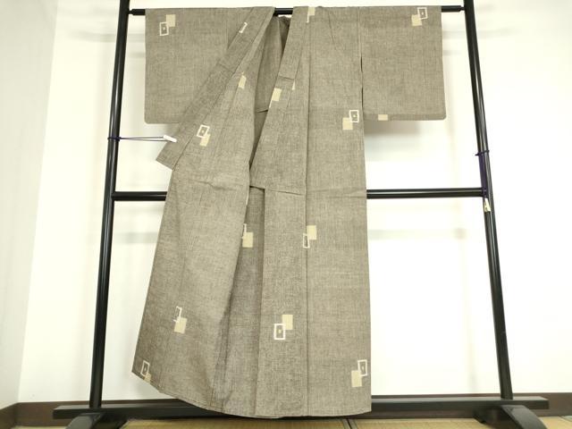 平和屋着物▽上質な紬 単衣 色紙重ね文 正絹 逸品 DAAV5075az