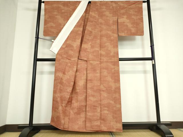 平和屋着物▽上質な紬 単衣 霞文 正絹 逸品 DAAV5076az