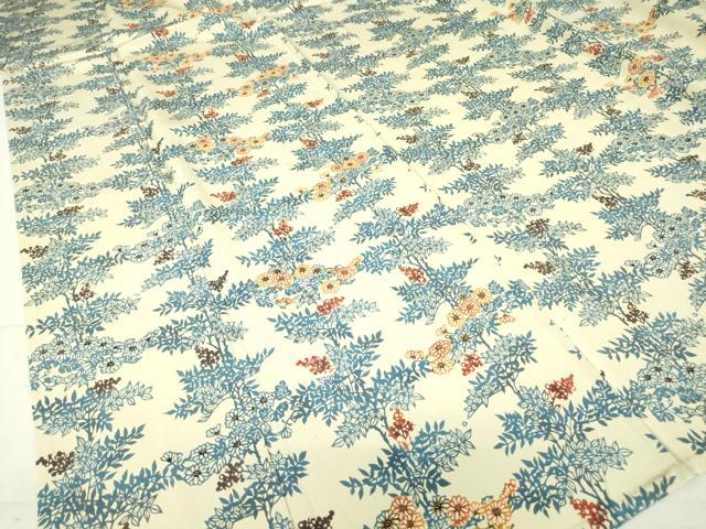 平和屋着物▽上質な小紋 単衣 作家物 藍 型染 草花文 正絹 逸品 DAAV5080az