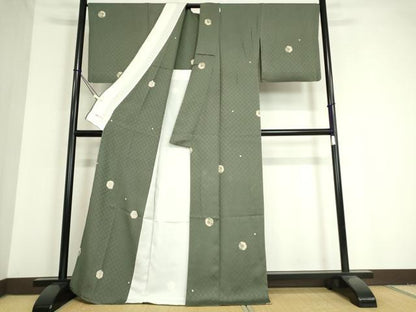 平和屋着物▽上質な小紋 単衣 雪輪文 金彩 やまと誂製 正絹 逸品 DAAV5083az