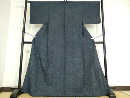 平和屋着物▽上質な紬 単衣 麻の葉文 正絹 逸品 DAAV5084az