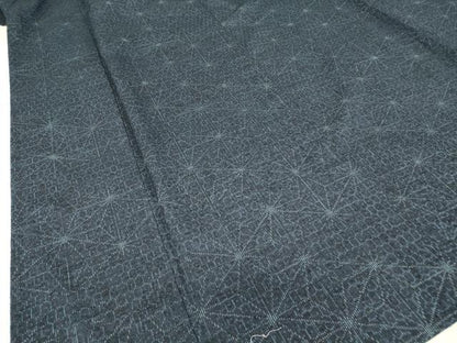 平和屋着物▽上質な紬 単衣 麻の葉文 正絹 逸品 DAAV5084az