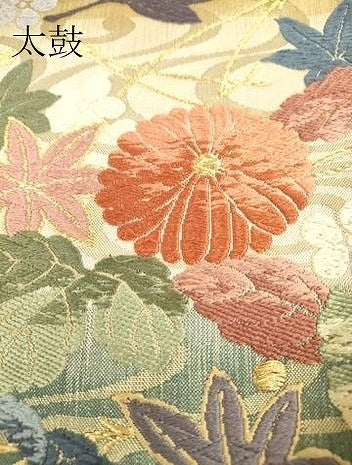 平和屋着物●六通柄袋帯 唐織 菊楓文 金糸 正絹 逸品 DAAV5149az
