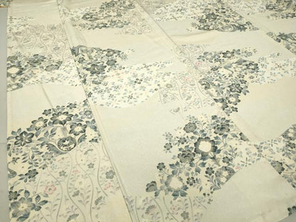 平和屋着物▽上質な小紋 単衣 霞取り花鳥文 正絹 逸品 DAAV5174az