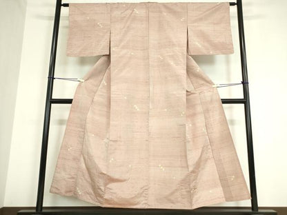 平和屋着物▽上質な紬　単衣　刺し子　絣横段文　正絹　逸品　DAAV5175az