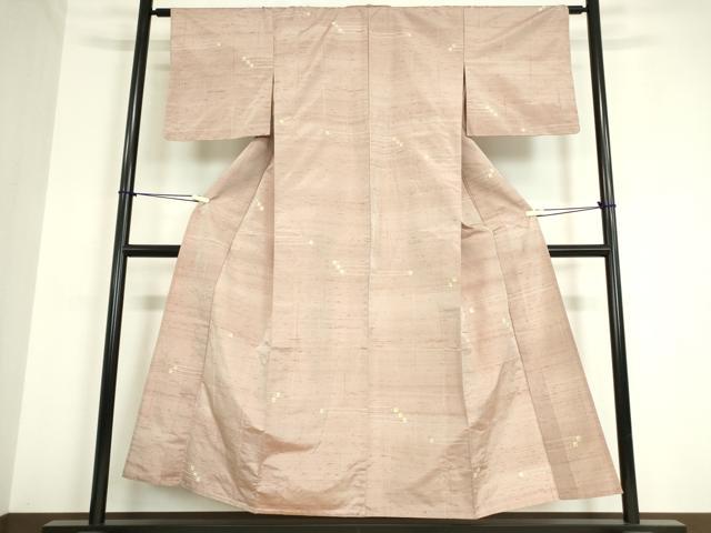 平和屋着物▽上質な紬　単衣　刺し子　絣横段文　正絹　逸品　DAAV5175az