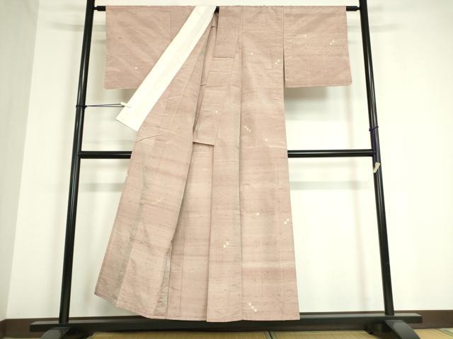 平和屋着物▽上質な紬　単衣　刺し子　絣横段文　正絹　逸品　DAAV5175az