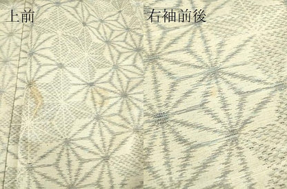 平和屋着物▽上質な紬 単衣 麻の葉文 正絹 逸品 DAAV5179az