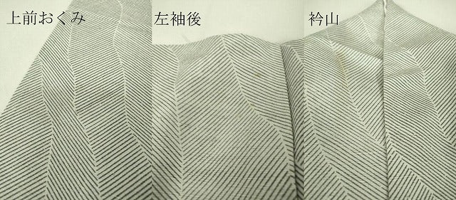 平和屋着物▽上質な小紋　単衣　紬地　よろけ縞　正絹　逸品　DAAV5182az