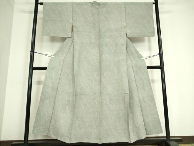平和屋着物▽上質な小紋　単衣　紬地　よろけ縞　正絹　逸品　DAAV5182az