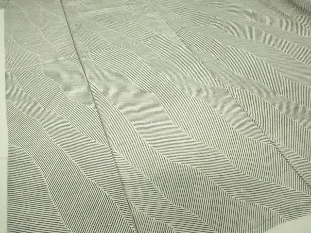 平和屋着物▽上質な小紋　単衣　紬地　よろけ縞　正絹　逸品　DAAV5182az