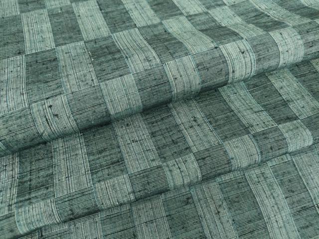 平和屋着物▽上質な紬 単衣 市松文 正絹 逸品 DAAV5187az
