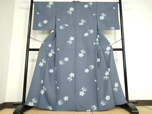 平和屋着物▽小紋 単衣 舞花文 洗える着物 DAAV5194az