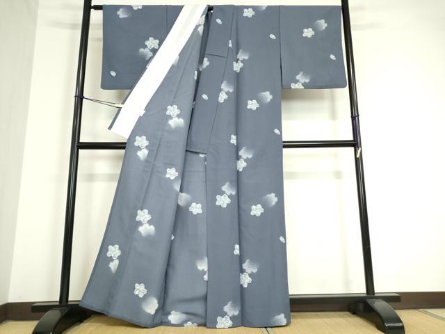 平和屋着物▽小紋 単衣 舞花文 洗える着物 DAAV5194az