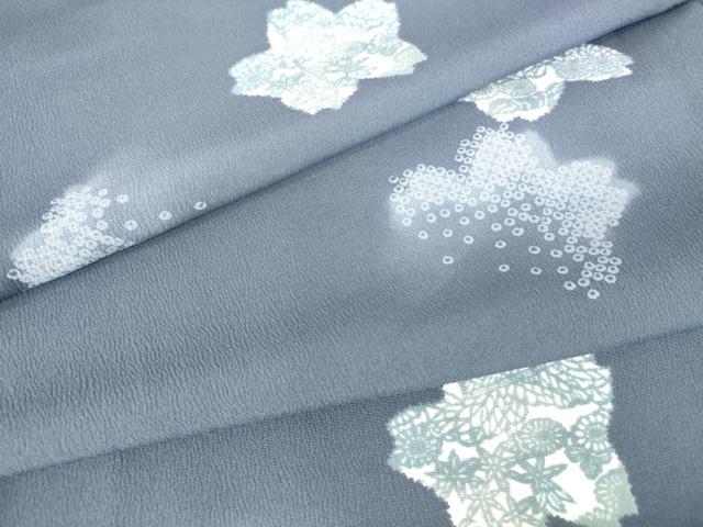 平和屋着物▽小紋 単衣 舞花文 洗える着物 DAAV5194az