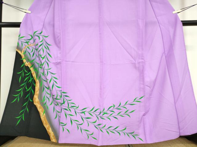 平和屋着物▽訪問着 単衣 枝葉文 洗える着物 DAAV5195az