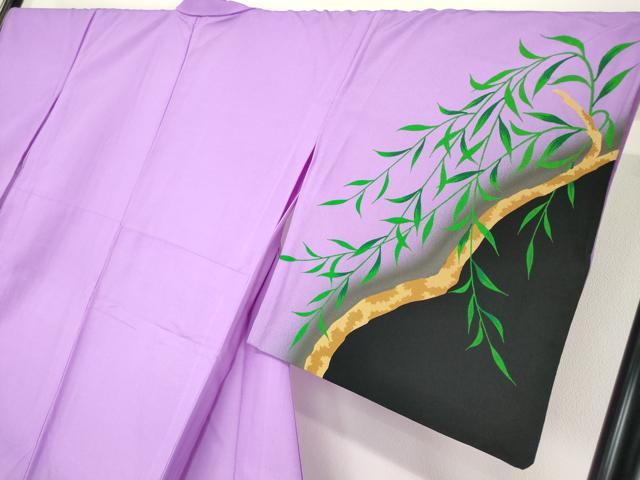 平和屋着物▽訪問着 単衣 枝葉文 洗える着物 DAAV5195az