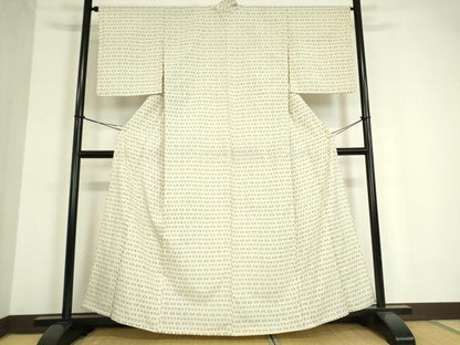 平和屋着物▽本塩沢 単衣 横段文 正絹 逸品 DAAV5202az