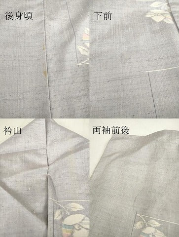 平和屋着物▽上質な紬 単衣 草花文 正絹 逸品 DAAV5205az