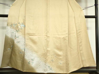 平和屋着物▽訪問着 単衣 駒刺繍 地紙花文 暈し染め 銀彩 正絹 逸品 DAAV5206az
