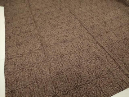平和屋着物▽結城ちぢみ 単衣 麻の葉文 正絹 逸品 DAAV5211az