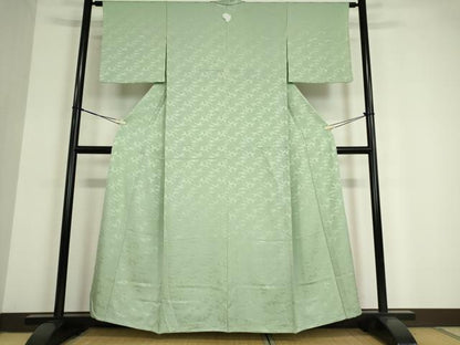 平和屋着物▽上質な色無地 単衣 笹地紋 錆青磁色 正絹 逸品 未使用 DAAV5213az