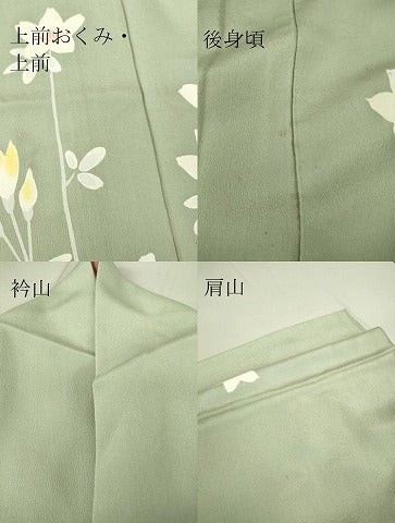 平和屋着物▽訪問着 単衣 草花文 正絹 逸品 DAAV5214az
