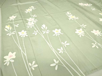 平和屋着物▽訪問着 単衣 草花文 正絹 逸品 DAAV5214az