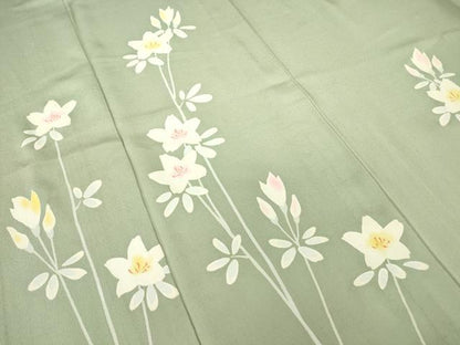 平和屋着物▽訪問着 単衣 草花文 正絹 逸品 DAAV5214az