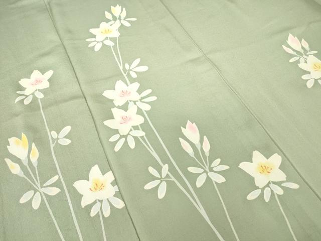 平和屋着物▽訪問着 単衣 草花文 正絹 逸品 DAAV5214az