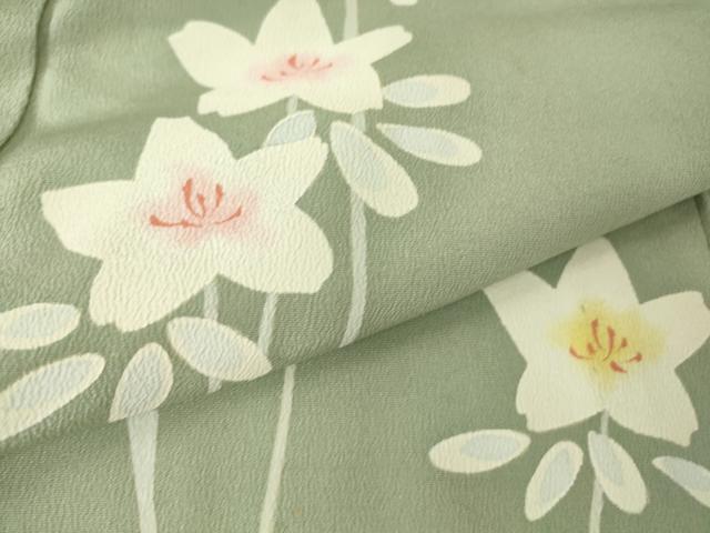 平和屋着物▽訪問着 単衣 草花文 正絹 逸品 DAAV5214az