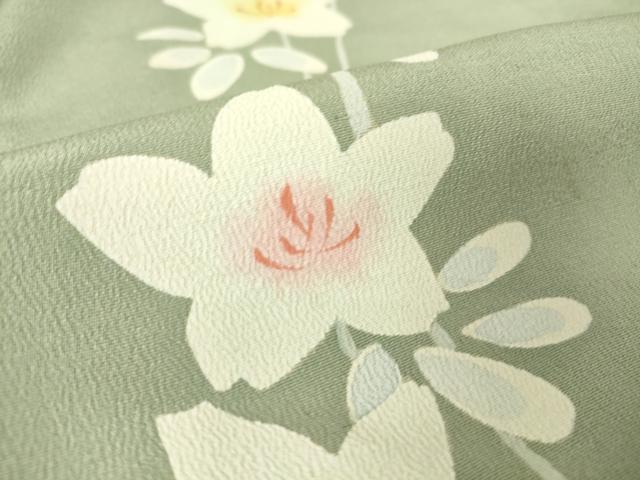 平和屋着物▽訪問着 単衣 草花文 正絹 逸品 DAAV5214az
