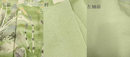 平和屋着物▽訪問着 単衣 草花文 金彩 鬼しぼ縮緬 正絹 逸品 DAAV5215az