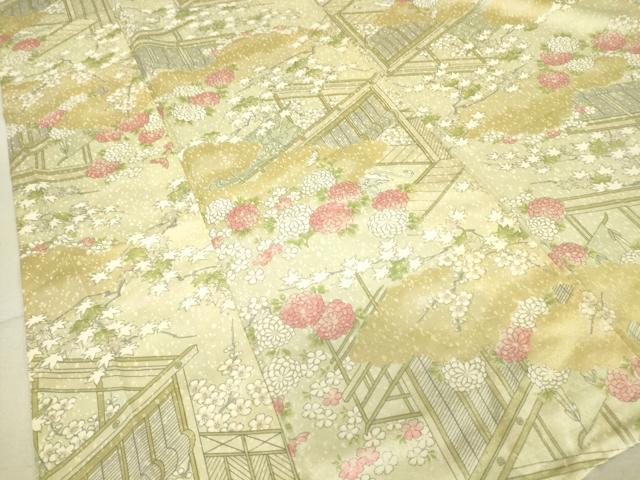 平和屋着物▽上質な小紋 単衣 風景花文 正絹 逸品 DAAV5223az