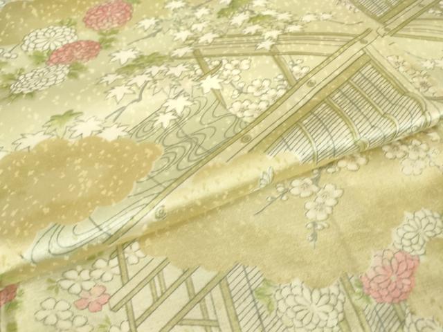 平和屋着物▽上質な小紋 単衣 風景花文 正絹 逸品 DAAV5223az