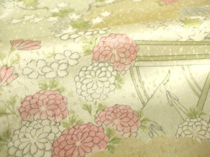 平和屋着物▽上質な小紋 単衣 風景花文 正絹 逸品 DAAV5223az