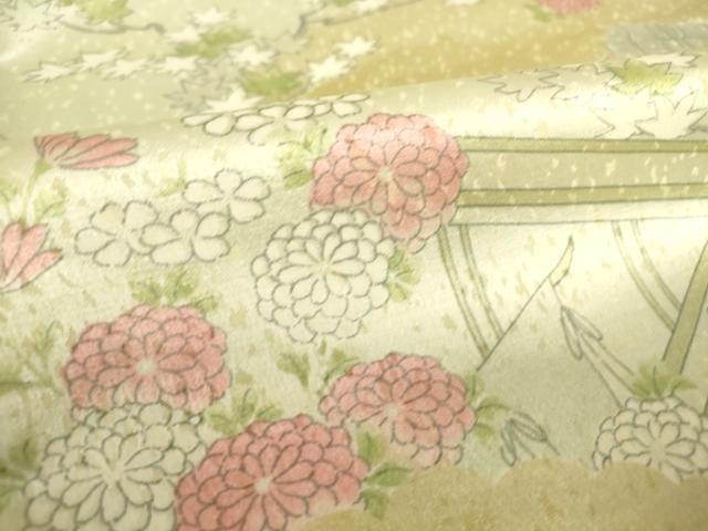 平和屋着物▽上質な小紋 単衣 風景花文 正絹 逸品 DAAV5223az