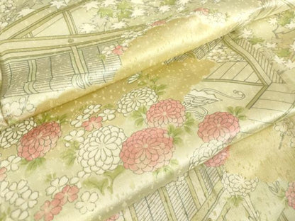 平和屋着物▽上質な小紋 単衣 風景花文 正絹 逸品 DAAV5223az