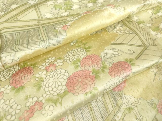 平和屋着物▽上質な小紋 単衣 風景花文 正絹 逸品 DAAV5223az