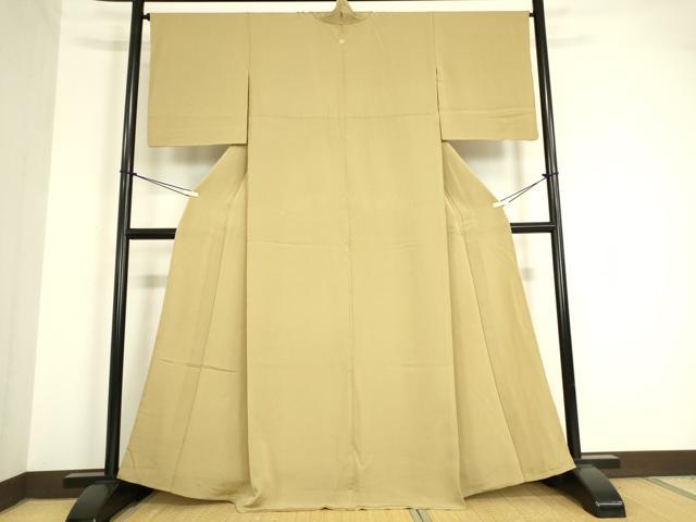 平和屋着物▽上質な色無地 単衣 枯色 鬼しぼ縮緬 正絹 逸品 DAAV5224az