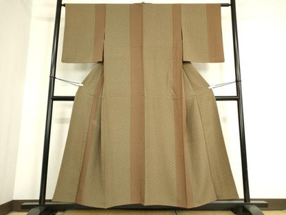 平和屋着物▽上質な小紋 単衣 麻の葉文 正絹 逸品 DAAV5314az