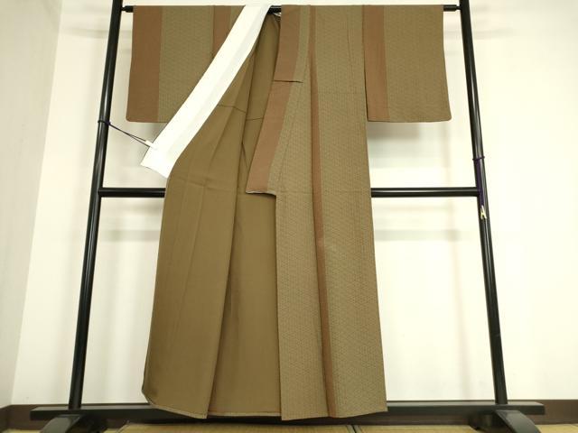 平和屋着物▽上質な小紋 単衣 麻の葉文 正絹 逸品 DAAV5314az