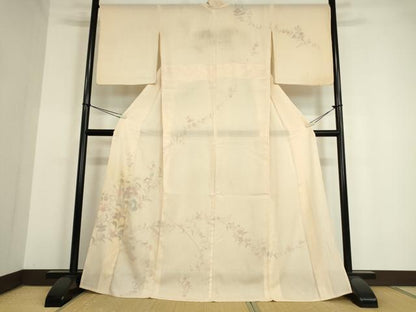 平和屋着物▽訪問着 無双 紗袷 紗×紗 草花文 正絹 逸品 DAAV5319az