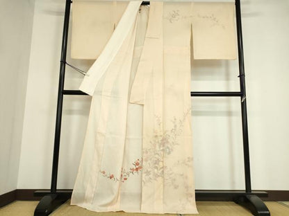 平和屋着物▽訪問着 無双 紗袷 紗×紗 草花文 正絹 逸品 DAAV5319az