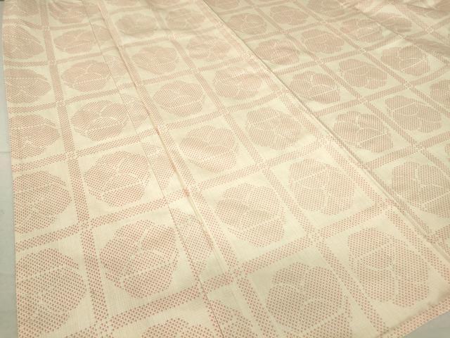 平和屋着物▽上質な紬　単衣　格子花文　正絹　逸品　DAAV5320az