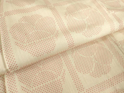 平和屋着物▽上質な紬　単衣　格子花文　正絹　逸品　DAAV5320az